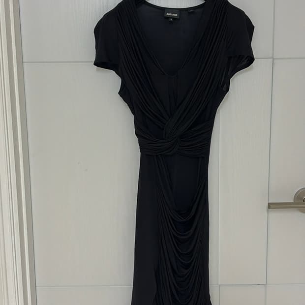 JUST CAVALLI 저스트까발리 블랙 드레이핑 롱 원피스 44,마른5