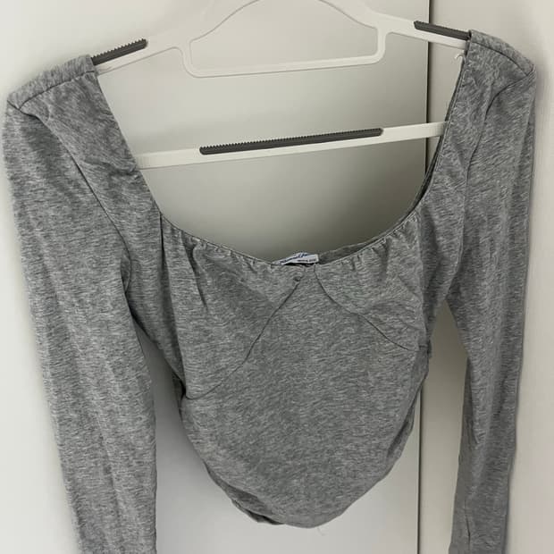 플리즈노팔로우 플노팔 미스티 셔링 롱슬리브 탑 - 멜란지그레이