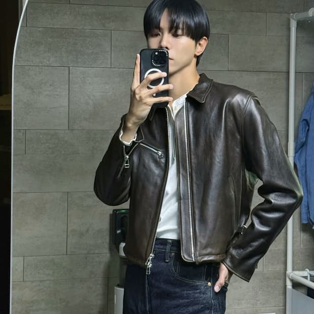 토니웩 레더 크롭 자켓 L