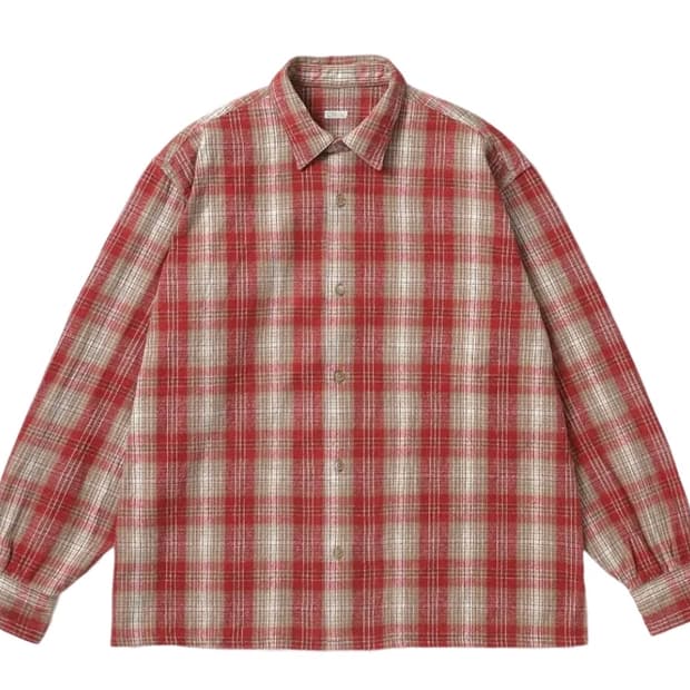 [3] 아프레쎄 빈티지 코튼 실크 체크 셔츠 레드