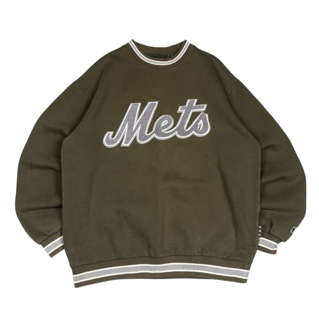 MLB 00’s 카키컬러 셔닐로고 뉴욕 메츠 맨투맨