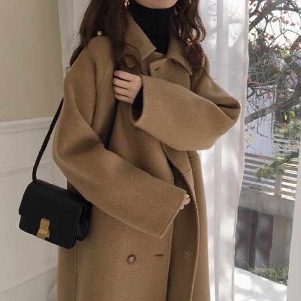 울100 카멜 더블코트