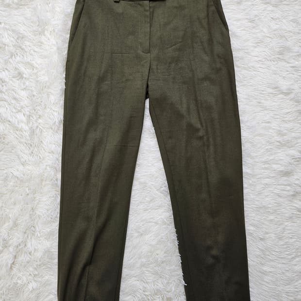 코스 여성 카키색 롤업 린넨 슬랙스 바지 68