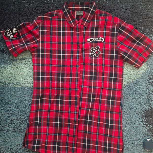 택포)HONGTENGF 레드 체크셔츠