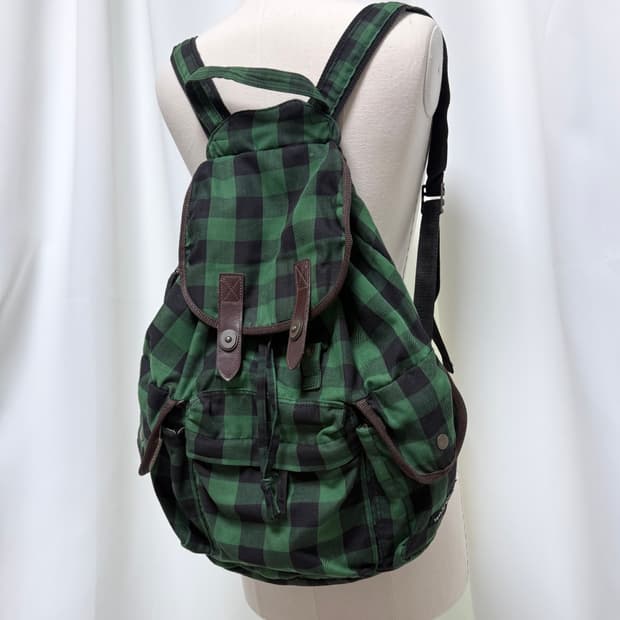 울리치 빈티지 그린 버팔로 체크 백팩