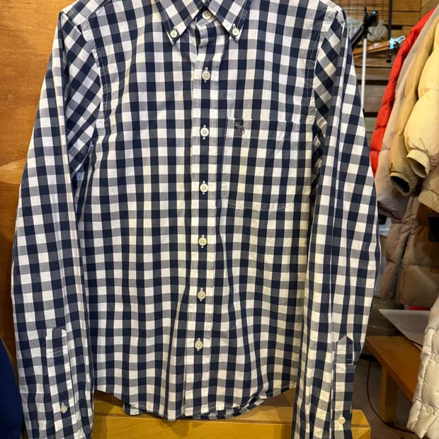 아베크롬비 네이비 깅엄체크 셔츠