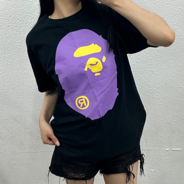 베이프 퍼플 빅사루 블랙반팔 M