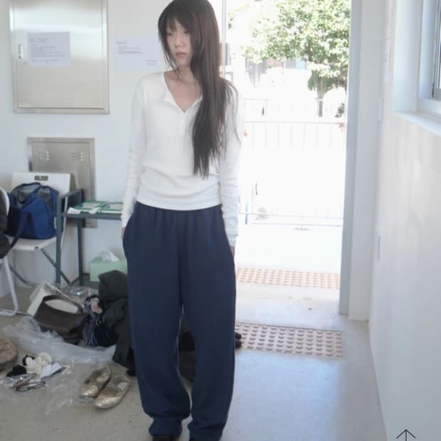 애프터먼데이 스웻팬츠 네이비/브라운 일괄