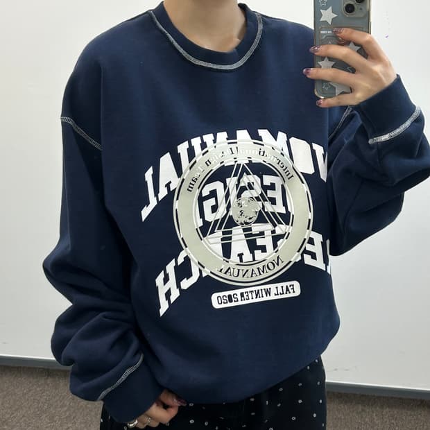 NOMAUAL 노메뉴얼 A.GPH 네이비 맨투맨