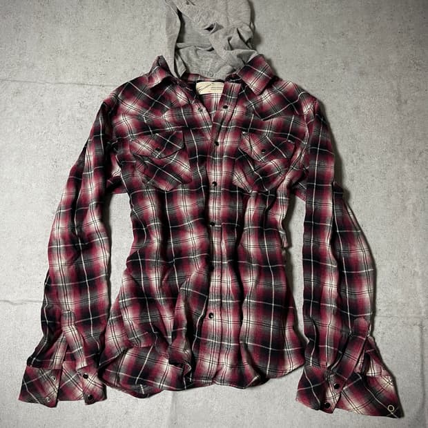 punk 00's check hoody shirts
