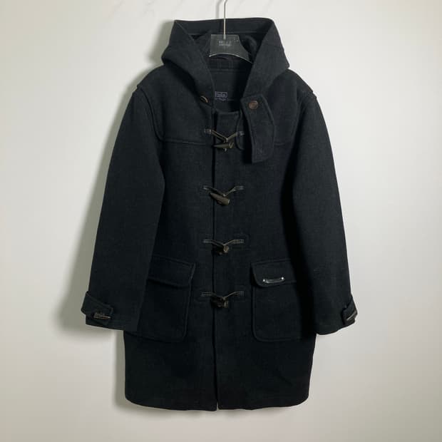 폴로 랄프로렌 차콜 울 후드 더플 코트 