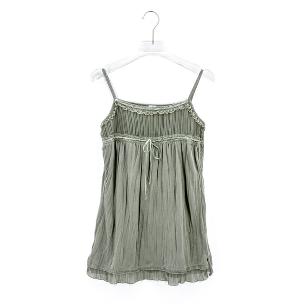 빈티지 민트 레이스 슬리브리스