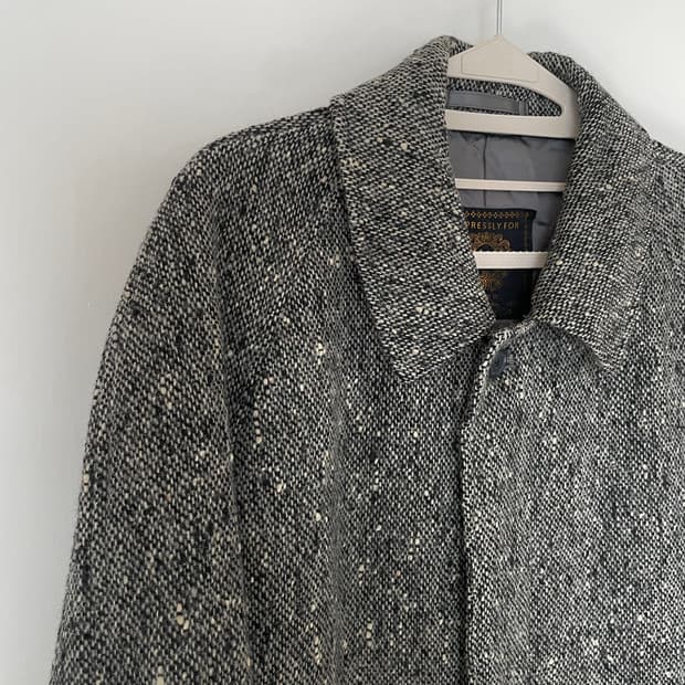 헤링본 트위드 울코트