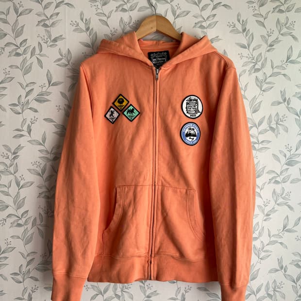 스투시 패치 워크 후드집업 오렌지 M