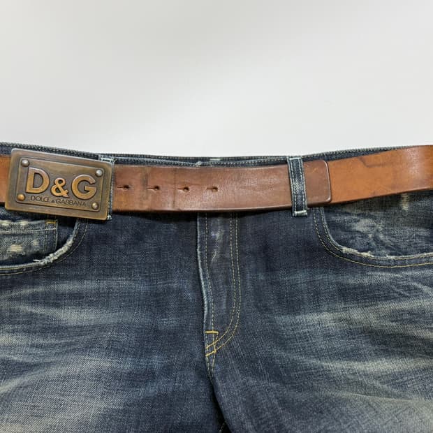 00s Dolce&Gabbana logo belt(brown)