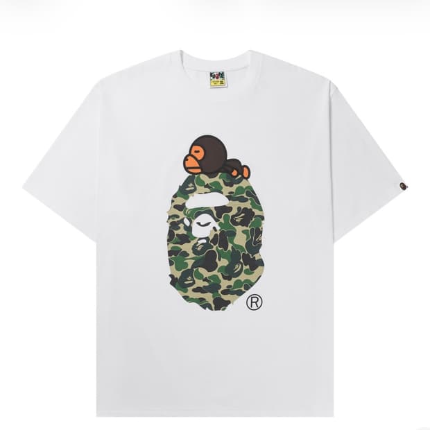 베이프 ABC 카모 마일로 온 빅 에이프 티셔츠 화이트 그린