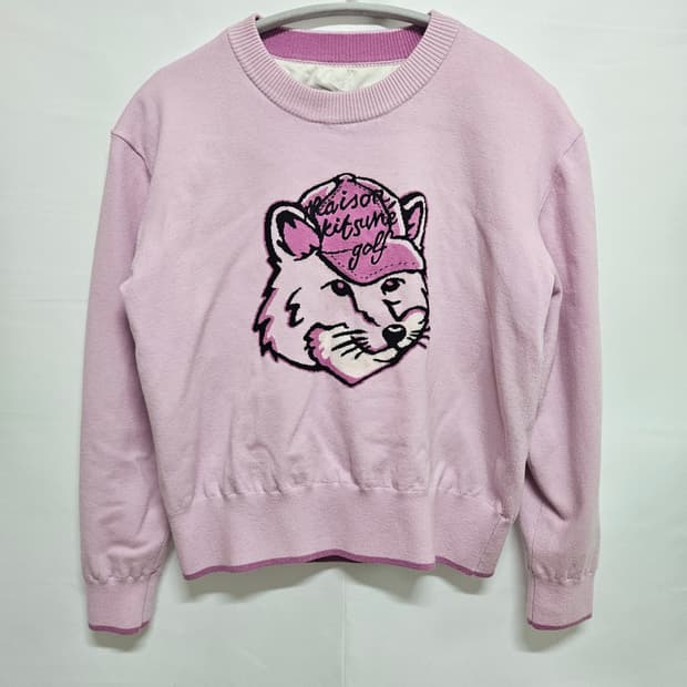 S 메종키츠네 골프 베이비핑크 니트