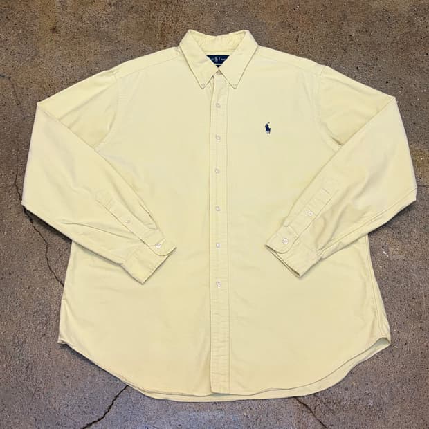 새상품급 90s 미국 빈티지 폴로랄프로렌 연노랑 긴팔 셔츠