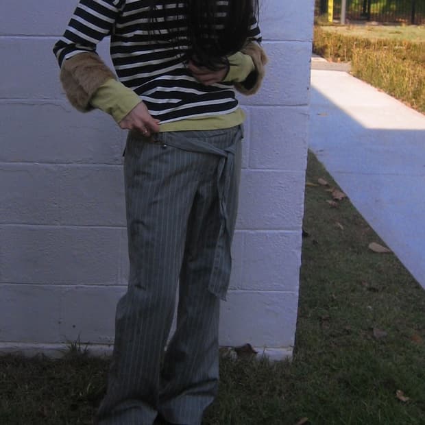 [SYSTEM] Stripe Belted Trousers