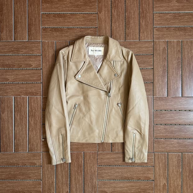 Ray beams sheepskin rider leather jacket