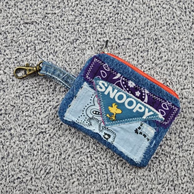 핸드메이드 리워크 커스텀 패치드 키링 월렛 ( 13X10 )/ 10731