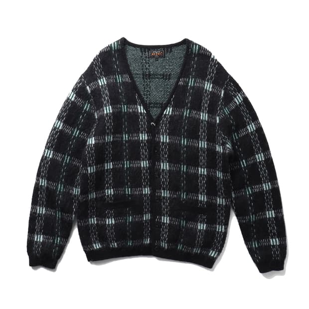 BEAMS PLUS Mohair Check Cardigan