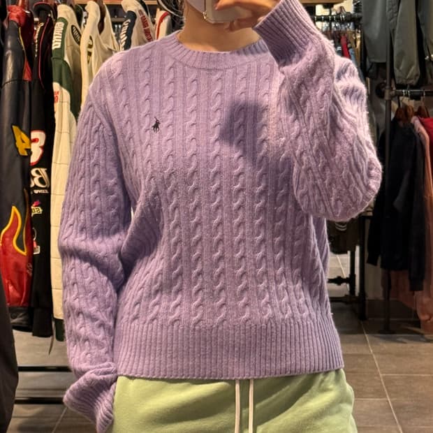 [NO.9] 폴로 꽈배기 니트 연보라