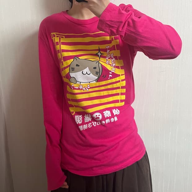 일본빈티지 키치 고양이 롱슬리브