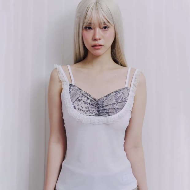 White Python double strap sleeveless(택O)