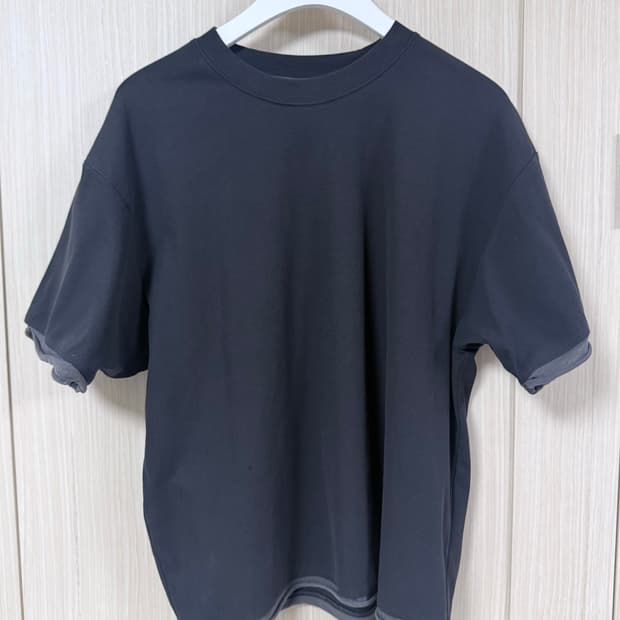 [4]폴리테루 26ss 리브드 레이어드 크롭티 차콜