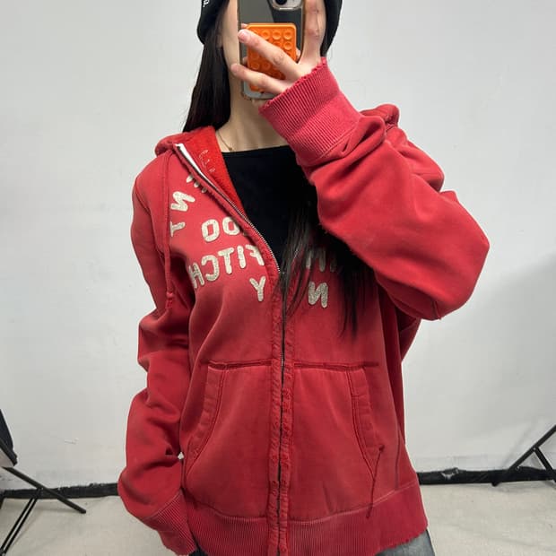 아베크롬비 y2k 빅로고 후드집업 핑크