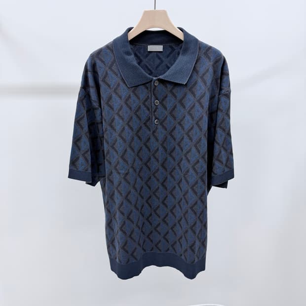 [S+급/2XL] 디올 CD 다이아몬드 니트 반팔 카라티