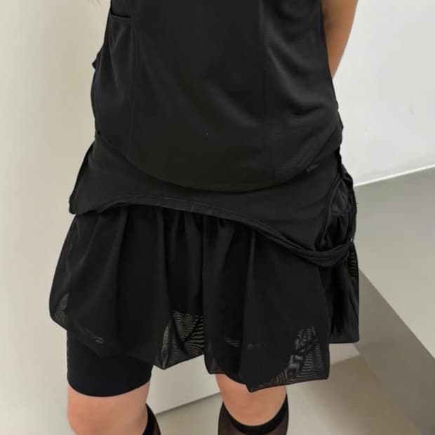 오호스 ojos 더블 레이어드 원피스 블랙