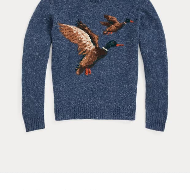 (L)폴로랄프로렌 말라드덕 스웨이드 패치 브러쉬 니트