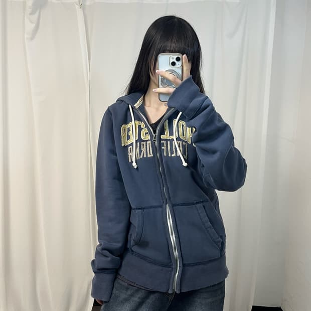 Hollister navy zip-up hoodie