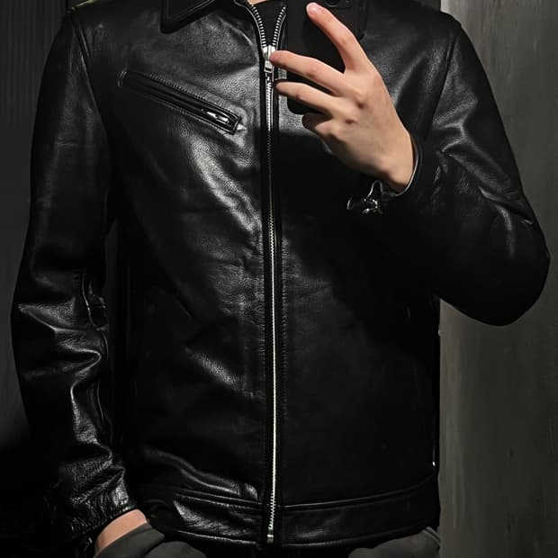 에이징CCC 블랙 소가죽 카우스킨 얼 라이더자켓 레더자켓 가죽자켓 S