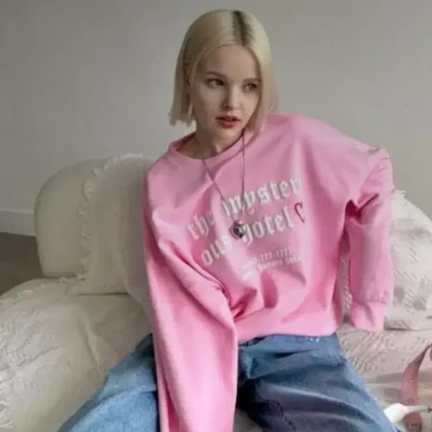 더미스테리어스호텔 핑크 스웻셔츠