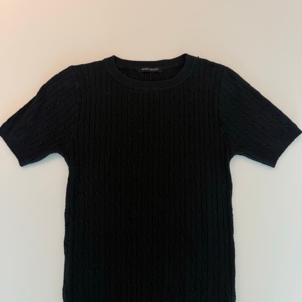 블랙 니트 빈티지 반팔 여성