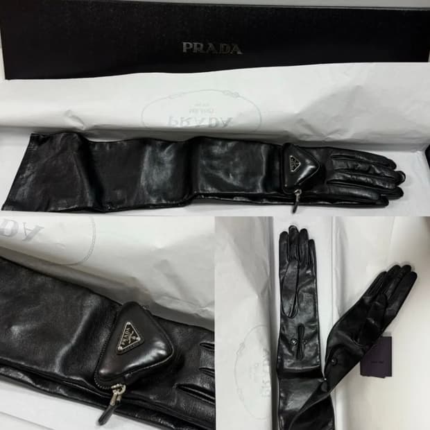 프라다 가죽 장갑 블랙 prada