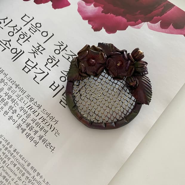 빈티지 플라워 메칼 브로치
