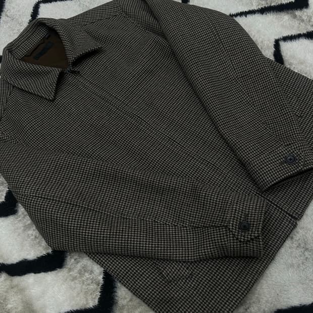 [L]유니클로 하운드투스 체크 울 블루종/브라운