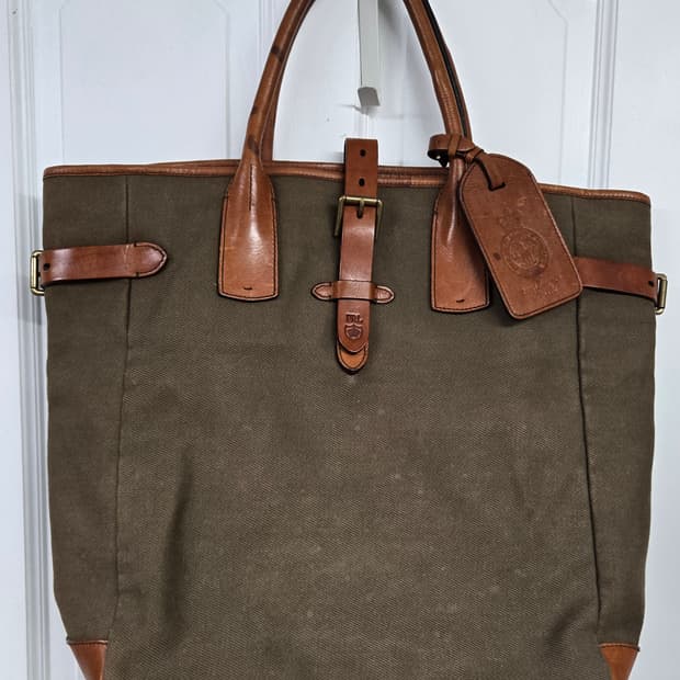 폴로 랄프로렌 빈티지 캔버스레더 토트백