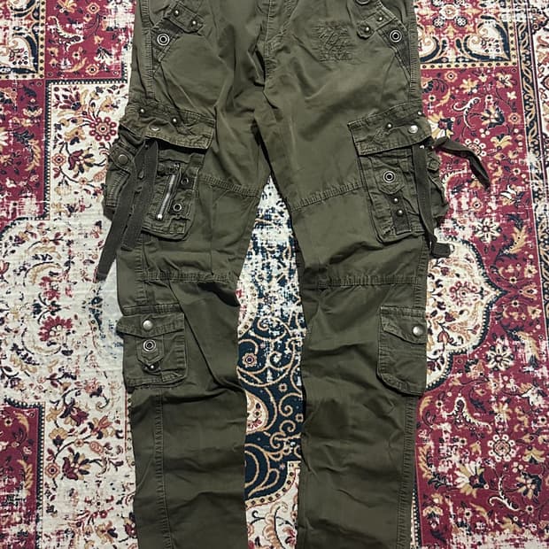 카키 카모 스트랩 팬츠