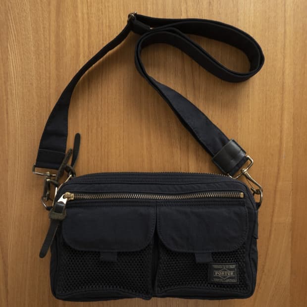 PORTER Mesh Pocket Shoulder Bag (Black)