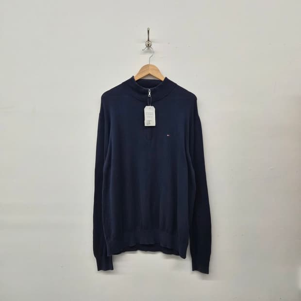 타미힐피거 네이비 하프집업 니트 남성 XL