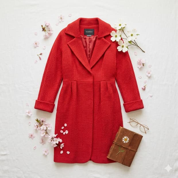 하우앤왓 원피스형 코트 55 │ 레드 포인트코트 │ 봄간절기용 ㅣ가격인하