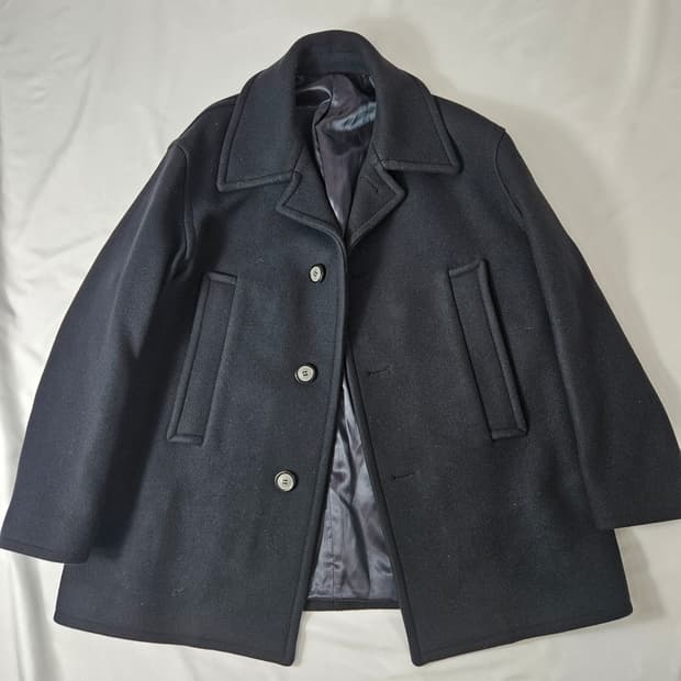 솔리드옴므 18fw 하프코트 피코트 헤비 울 나일론 코트자켓 48