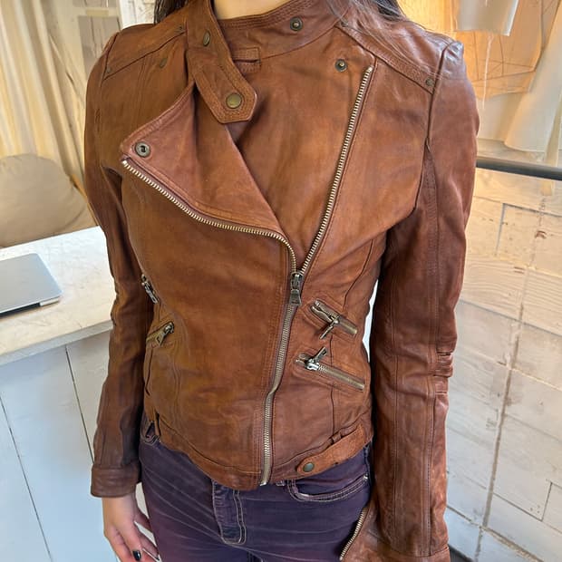 ANDREW MARC 바이커 레더 자켓