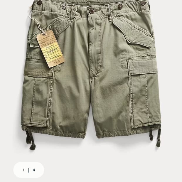 더블알엘 립스탑 카고 반바지 카키 34 새상품 