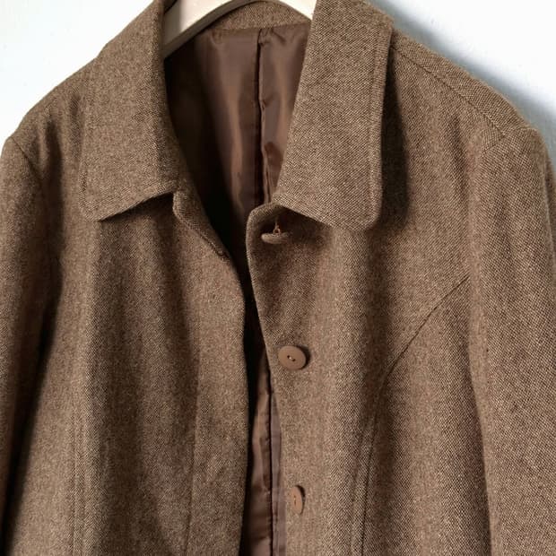 Tweed fabric single collar jacket